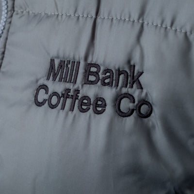 Grey Fleece Lined Gilet Mill Bank Coffee Embroidered