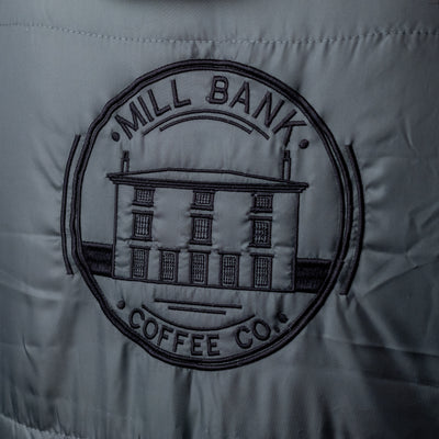 Grey Fleece Lined Gilet Mill Bank Coffee Embroidered