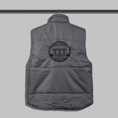 Grey Fleece Lined Gilet Mill Bank Coffee Embroidered