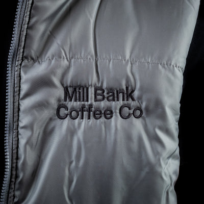 Grey Fleece Lined Gilet Mill Bank Coffee Embroidered